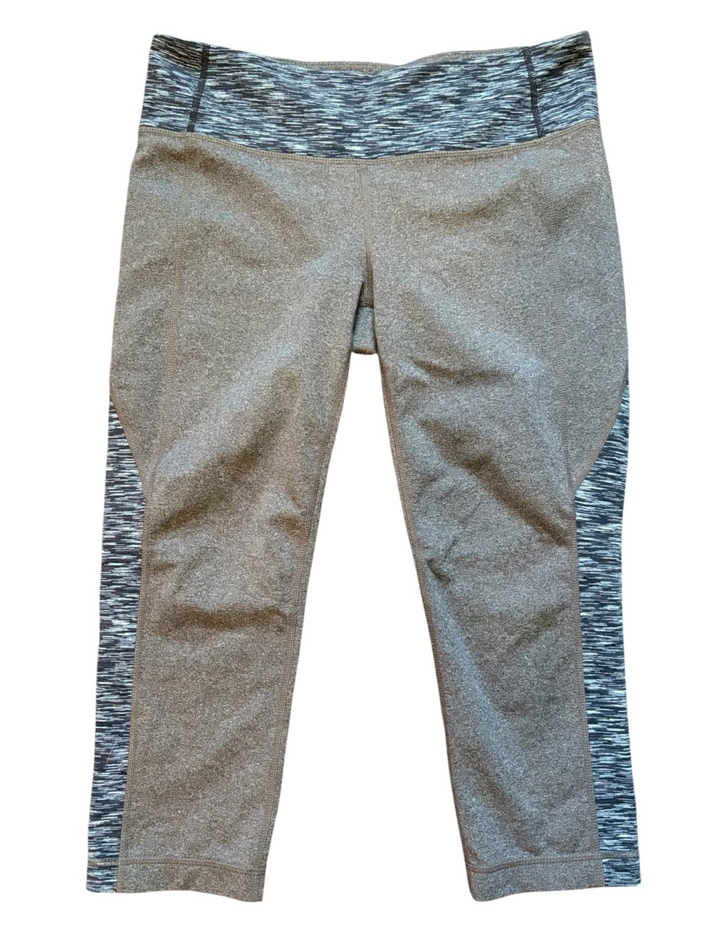 Athleta Cropped Yoga Leggings Women’s Large Gray Space Dye Activewear Capris